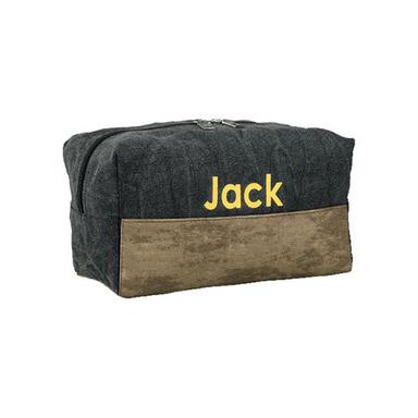 Black Mens Canvas Personalized Travel Toiletry Pouch Bag