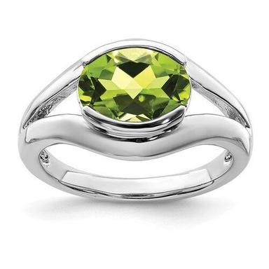 Oval Sterling Silver 92.5 % Peridot Stone  Ring (Design No 3)