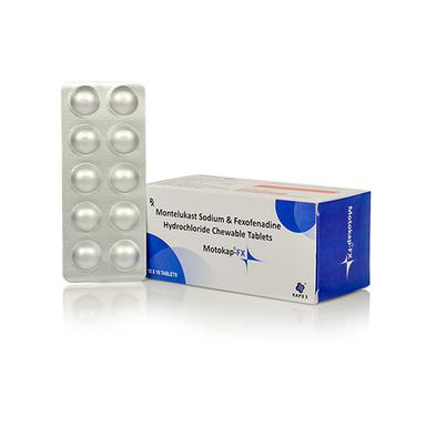 Motokap Fx Ingredients: Montelukast 10 Mg.
Fexofenadine Hcl 120 Mg. Chewable Tablets