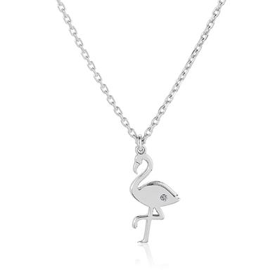 Diamond Famingo Accent Silver Pendant Necklace Size: Different Available
