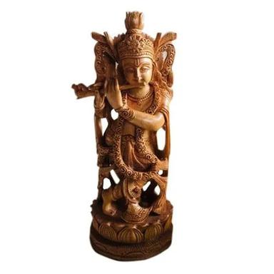 Brown Wooden Krishna Statue