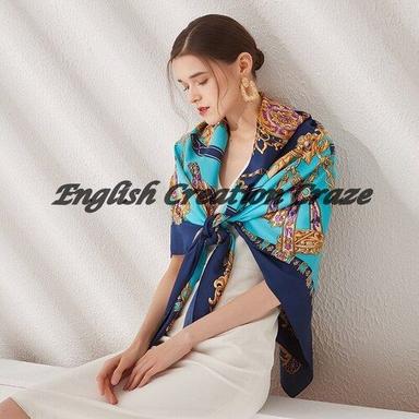 Base Color Blue Silk Twill Shawls