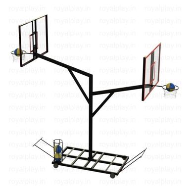 Blue Dual Basketball Pole Movable With Acrylic Board