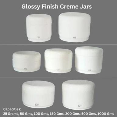 White Glossy Round Creme Jars