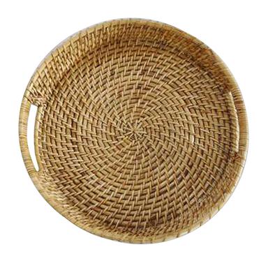 Cane Round Serving Tray