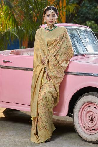 Threads Of Royalty Peach Banarasi Silk Saree