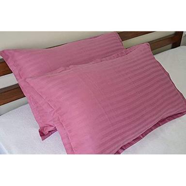 Pink Glace Cotton Plain Stripes Pillow Covers
