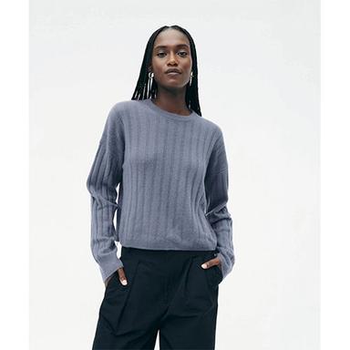 Grey Cashmere Rib Sweater
