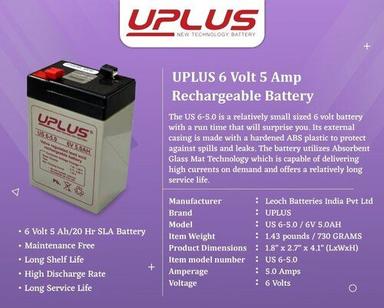 Black & Gray 6V 5Ah Battery