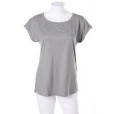 Grey Stud Detail T-Shirt for Women