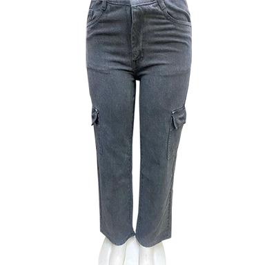 Grey Wide Leg 6 Pocket Jeans