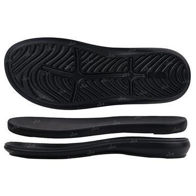 Black Seoul Polyurethane Mens Slippers Sole