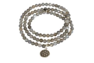 White 108 Prayer Labradorite Beads Mala Bracelet