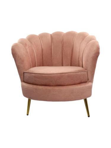 Adhunika Wooden Lounge Chair Fabric-Light Pink