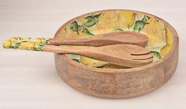 Wooden Lemon Bowl With  Spoon