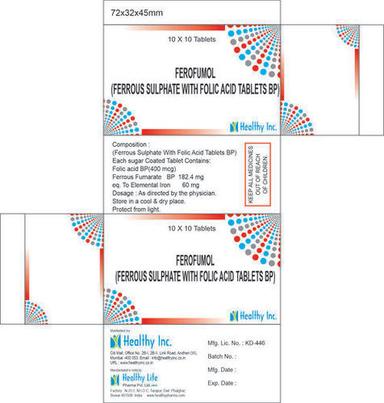 Dried ferrous sulfate 100mg - elemental iron 30mg + folic acid 0.25mg