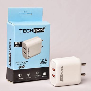 Plastic 2.4 Amp Travel Charger With 2 Usb