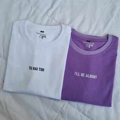 Different Available White And Lilac Oversized Fingertips T-Shirt Set