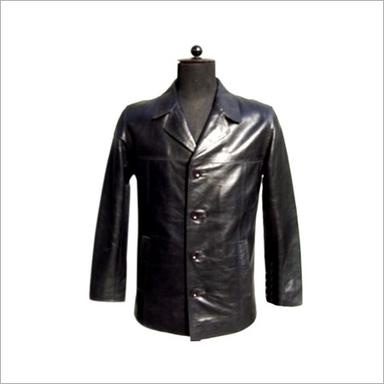 Black Leather Coat With Front Buttons
