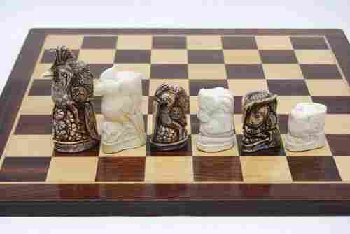 Handcarved Camel Bone Bird Chess Set