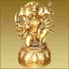 Hanuman Sitting With Five Face On Lotus Base