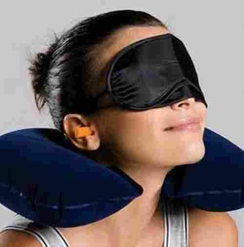Travel Sleeping Pillow Air Inflatable Neck Pillow U-Shaped Pillow With Ear Plug Eye Mask Free Shipping
