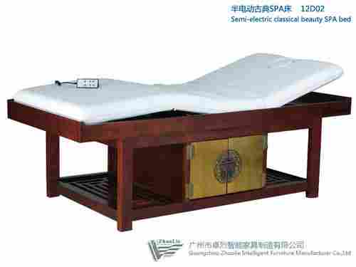 Semi Electric Wood Massage Bed With Goldleaf Decoration