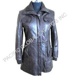 Two-tone Lamb Leather with Burnished Effect Long Coat
