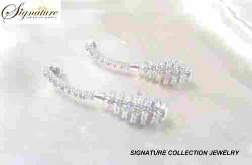 White Gold Plating Small CZ Stones Studded Charming Earrings