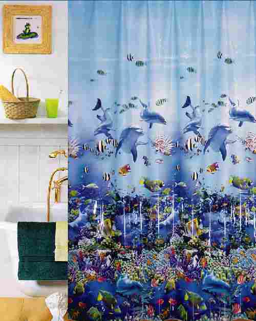Beautiful PEVA Double Swag Shower Curtain