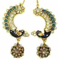 Peacock Design Kundan Earrings