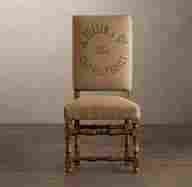 1890 English Baroque Side Chair (Printed Burlap)