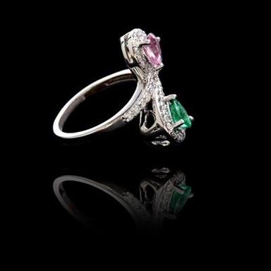Elegant Emerald And Pink Sapphire Ring