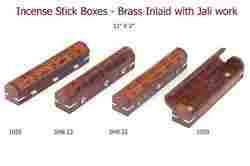 Wooden Incense Stick Burner Boxes With Brass Inlay