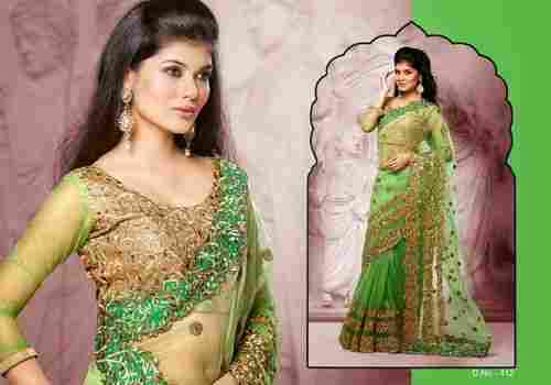 Designer Green Net Saree