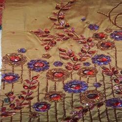 Embroidered Silk Dupioni Fabric