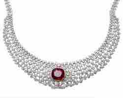 Ruby Studded Diamond Necklace