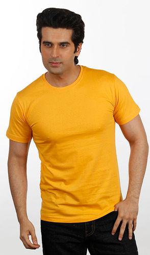 Men Yellow Solid Plain T-Shirt