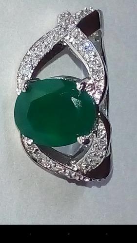 Green Onyx Silver Ring With A.D.