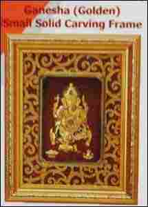 Ganesh (Golden) Small Solid Carving Frame
