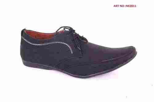 Black Colour White Stitching Flat Sole Shoes