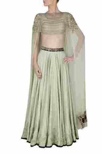 Mint Green Lehenga With Attached Dupatta Blouse