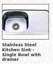 Stainless Steel Kitchen Sink - Single Bowl With Drainer