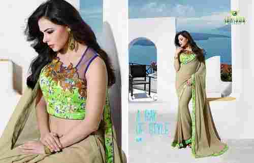 Georgette Saree With Embroidery Blouse Piece
