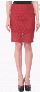Red Lace Pencil Skirt