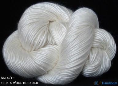 Yellow White Silk Wool Blended Knitting Yarn