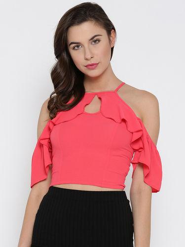 Red Frill Crop Top