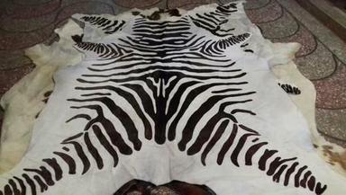 White Natural And Black Dyed Printed Leather Zebra Print