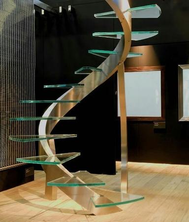 Black S.S. Compact Glass Staircase