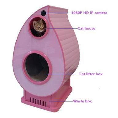 White/Pink Automatic Cat Toilet